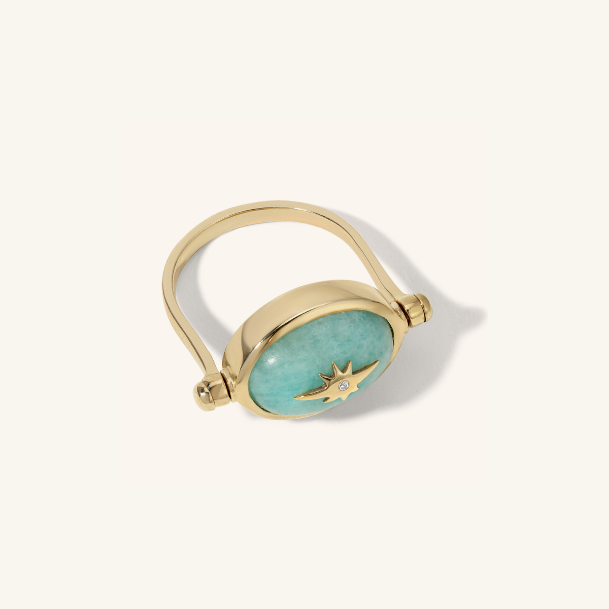 025.【Amazonite Star】アマゾナイト 星シェルリング 指輪 Amazonite Spinning Star Ring | Zahava