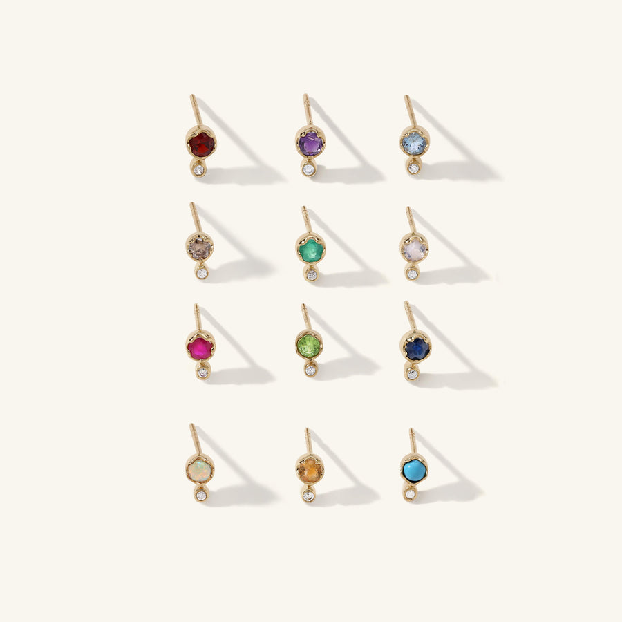 Birthstone Diamond Stud Earrings