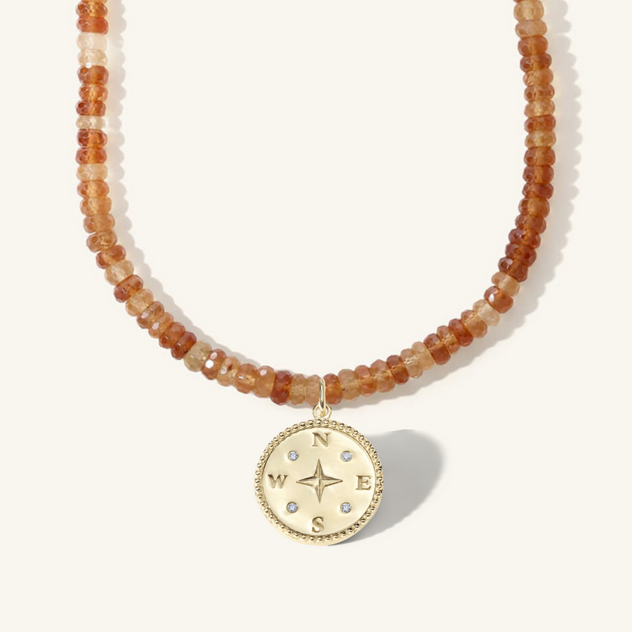15" Hessonite with Compass Pendant Choker