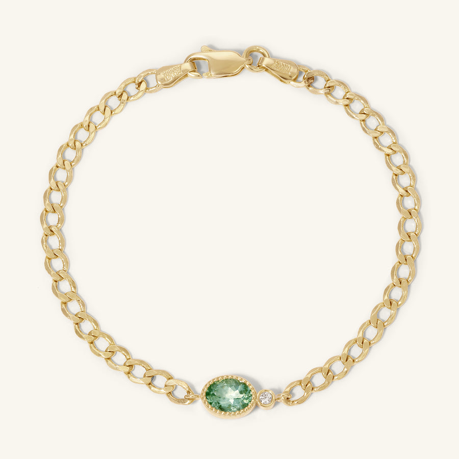 One of a Kind Green Tourmaline Station Bracelet on Charlie Chain