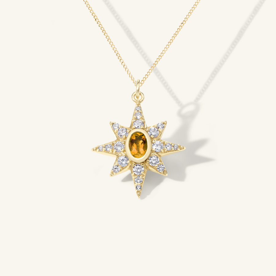 Small Pavé Citrine Starburst Pendant