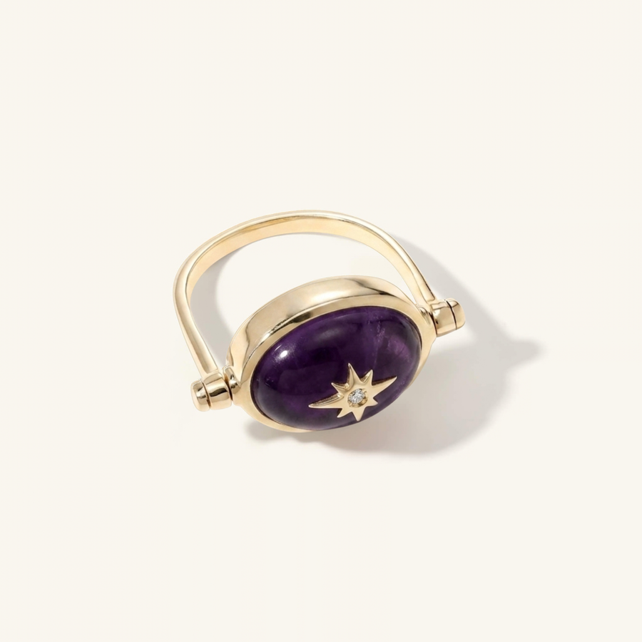 Amethyst Spinning Star Ring