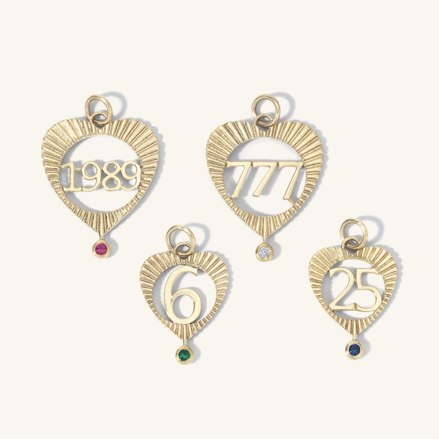 Medium Sunbeam Number Heart Charm