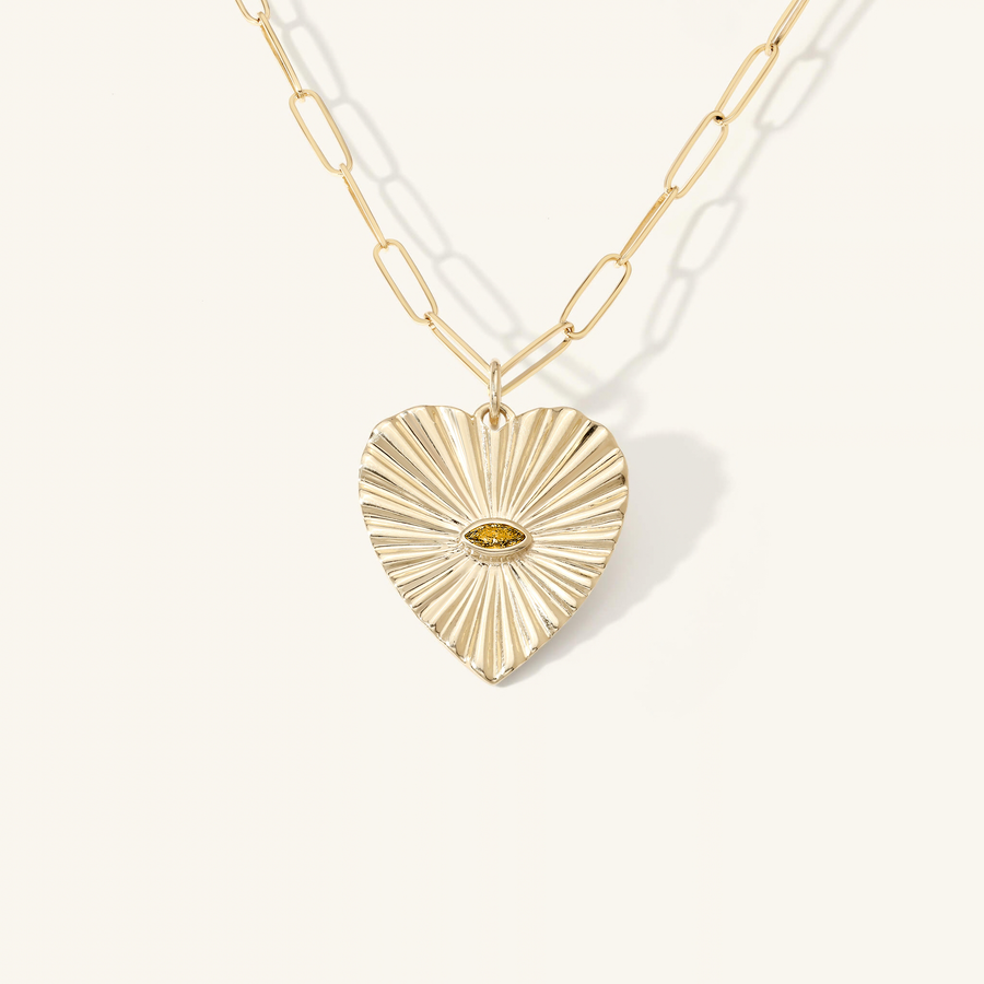 Citrine Sunbeam Heart Charm