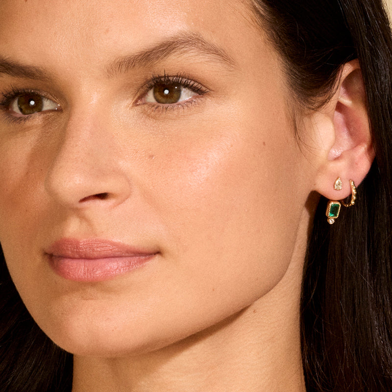 Eva Emerald Cut Station Earring Jacket in Emerald
