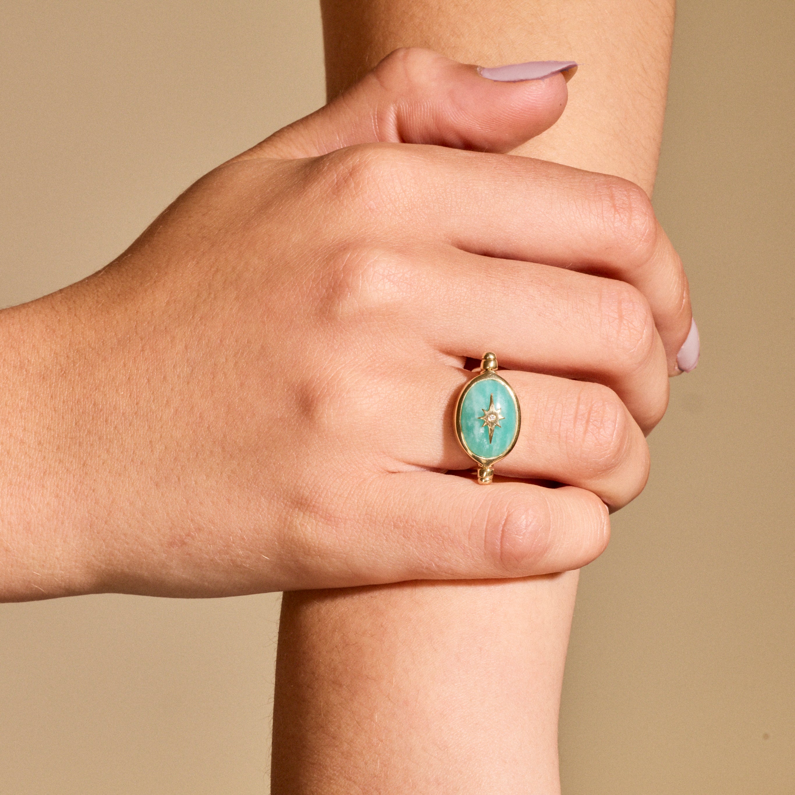 Amazonite Spinning Star Ring