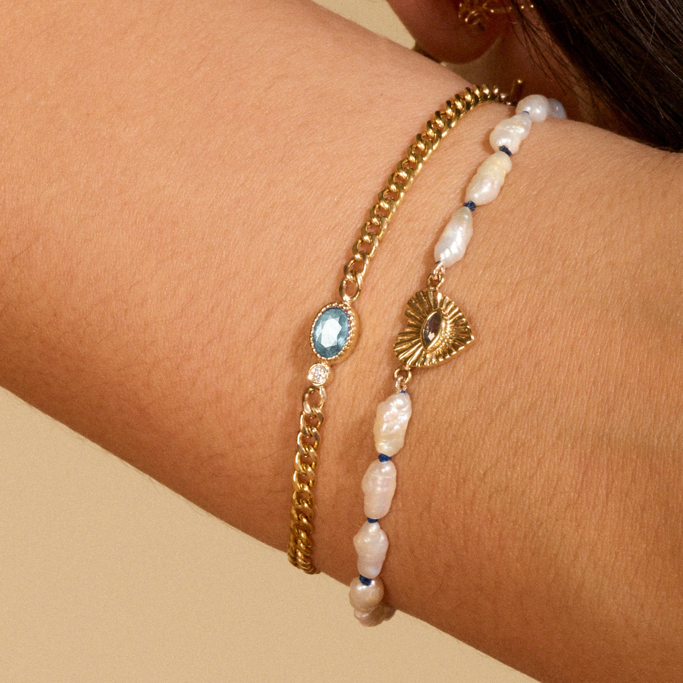 Olympia Aquamarine Station Bracelet on Charlie Chain