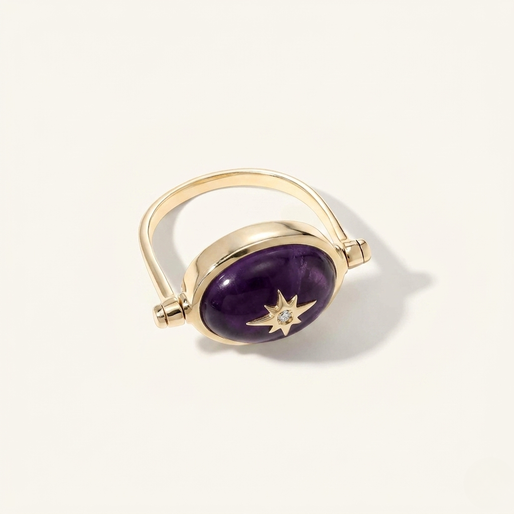 Amethyst Spinning Star Ring