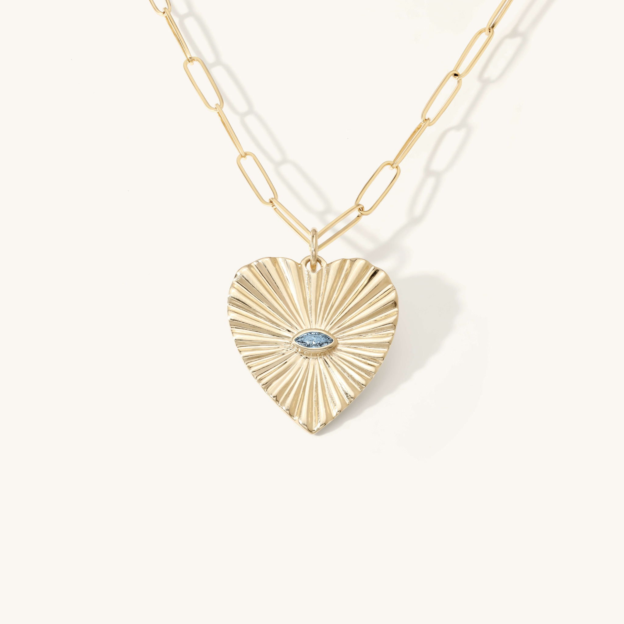 Aquamarine Sunbeam Heart Charm