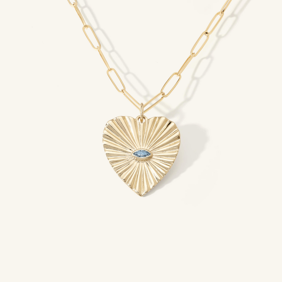 Aquamarine Sunbeam Heart Charm