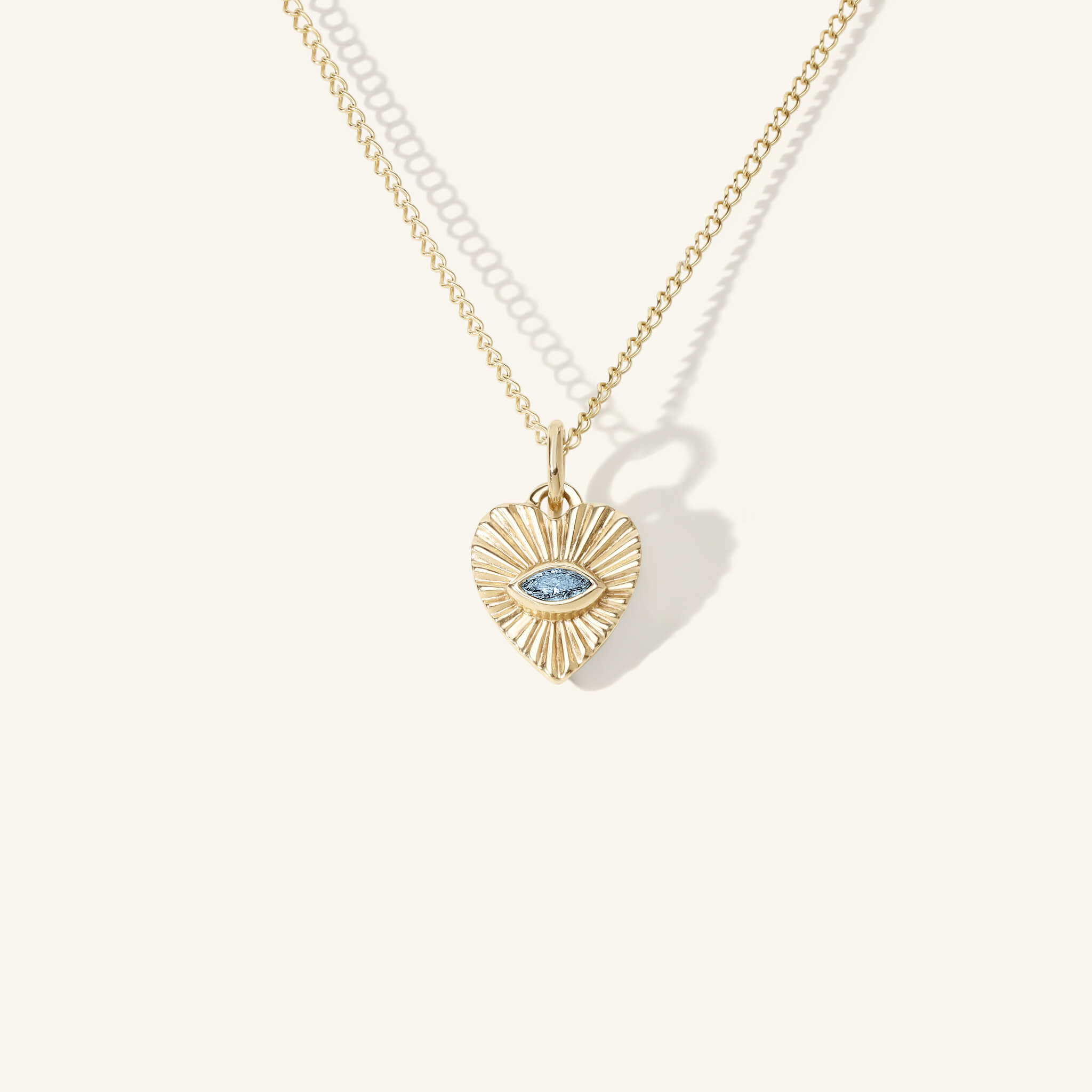 Mini Aquamarine Sunbeam Heart Charm