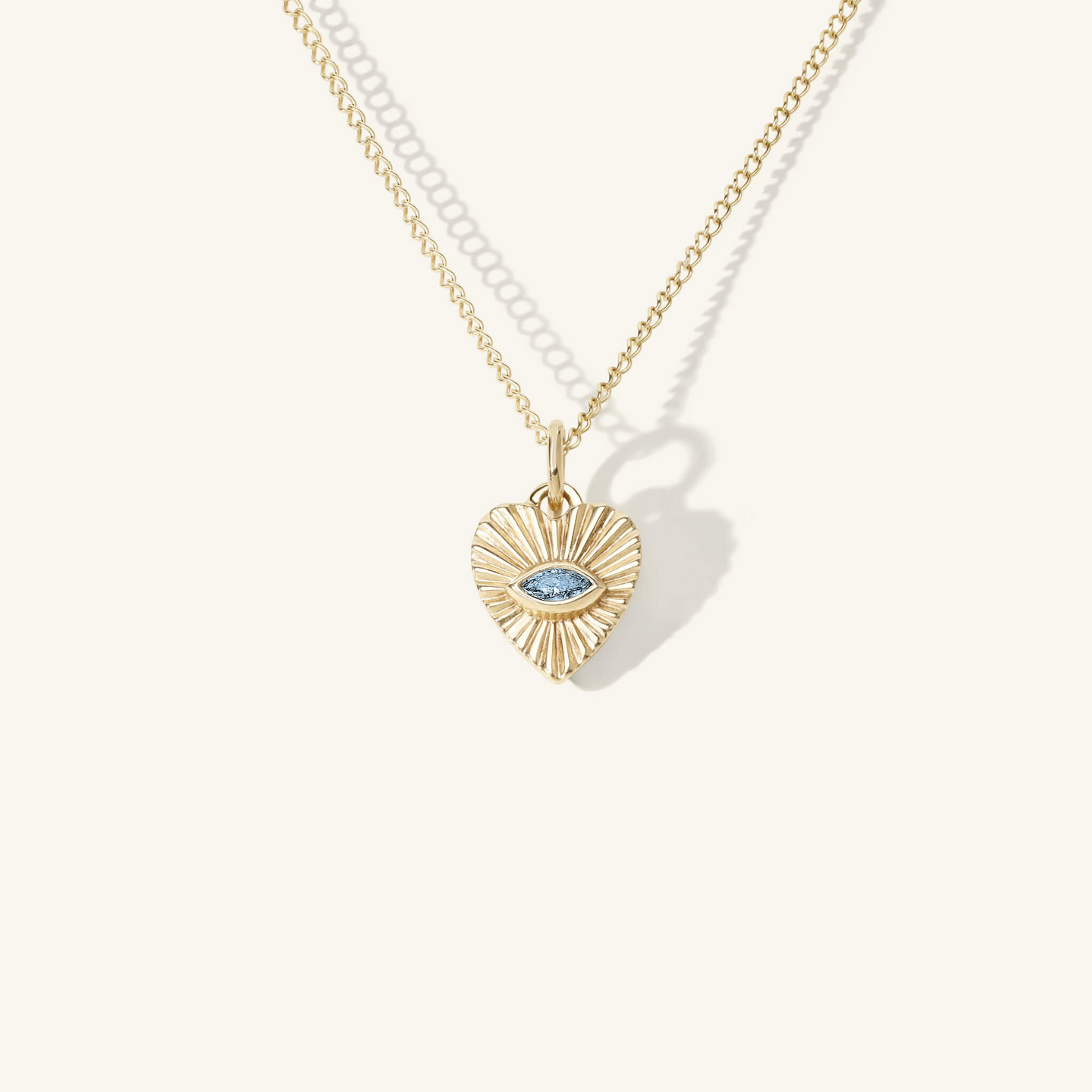 Mini Aquamarine Sunbeam Heart Charm