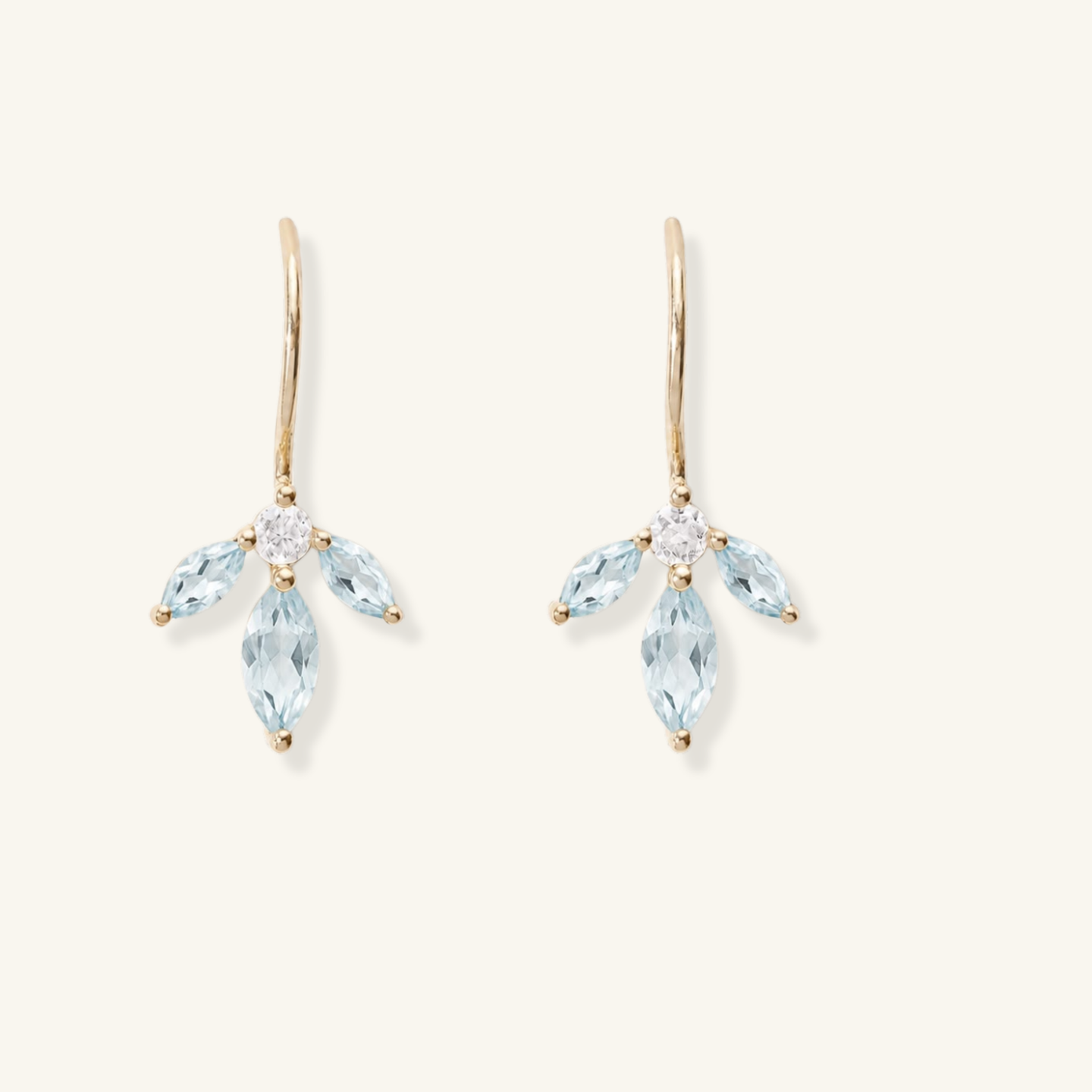 Aquamarine Almond Blossom Wire Earrings
