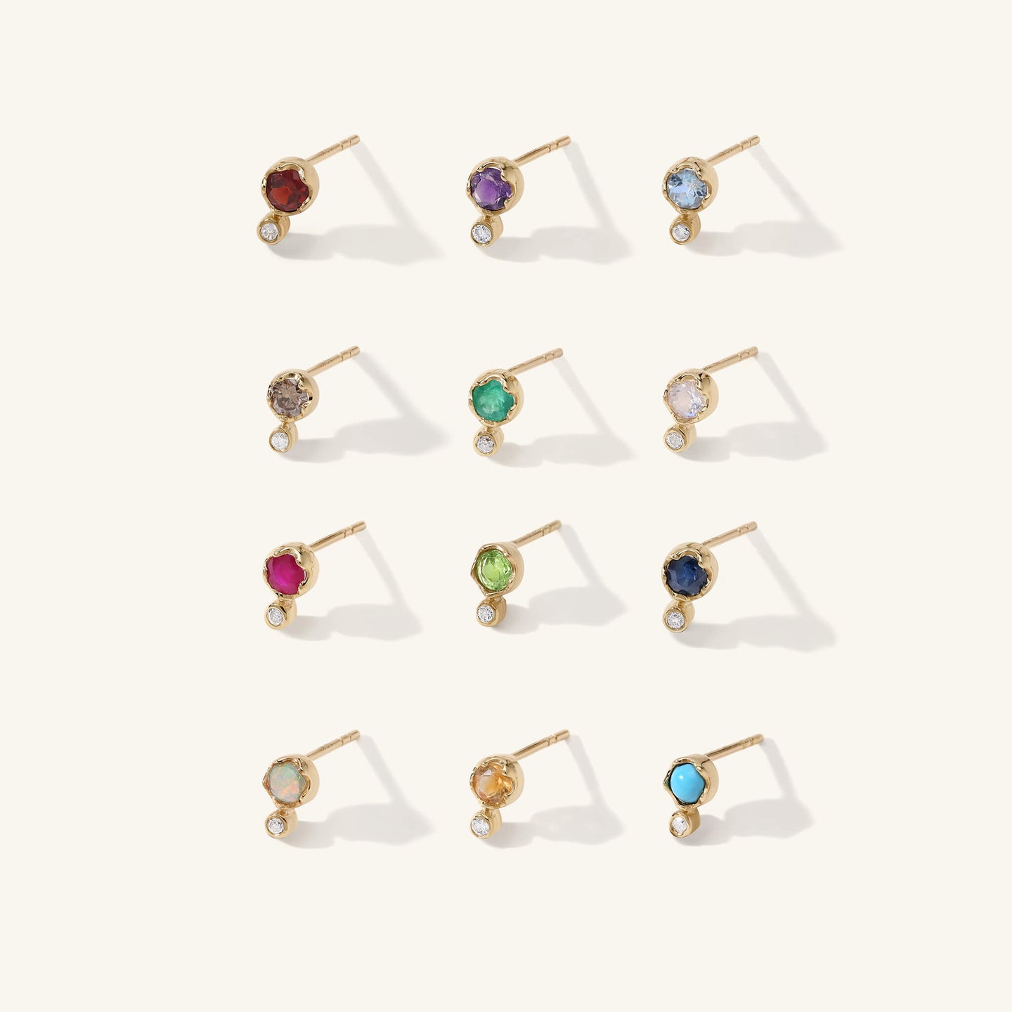 Birthstone Diamond Stud Earrings