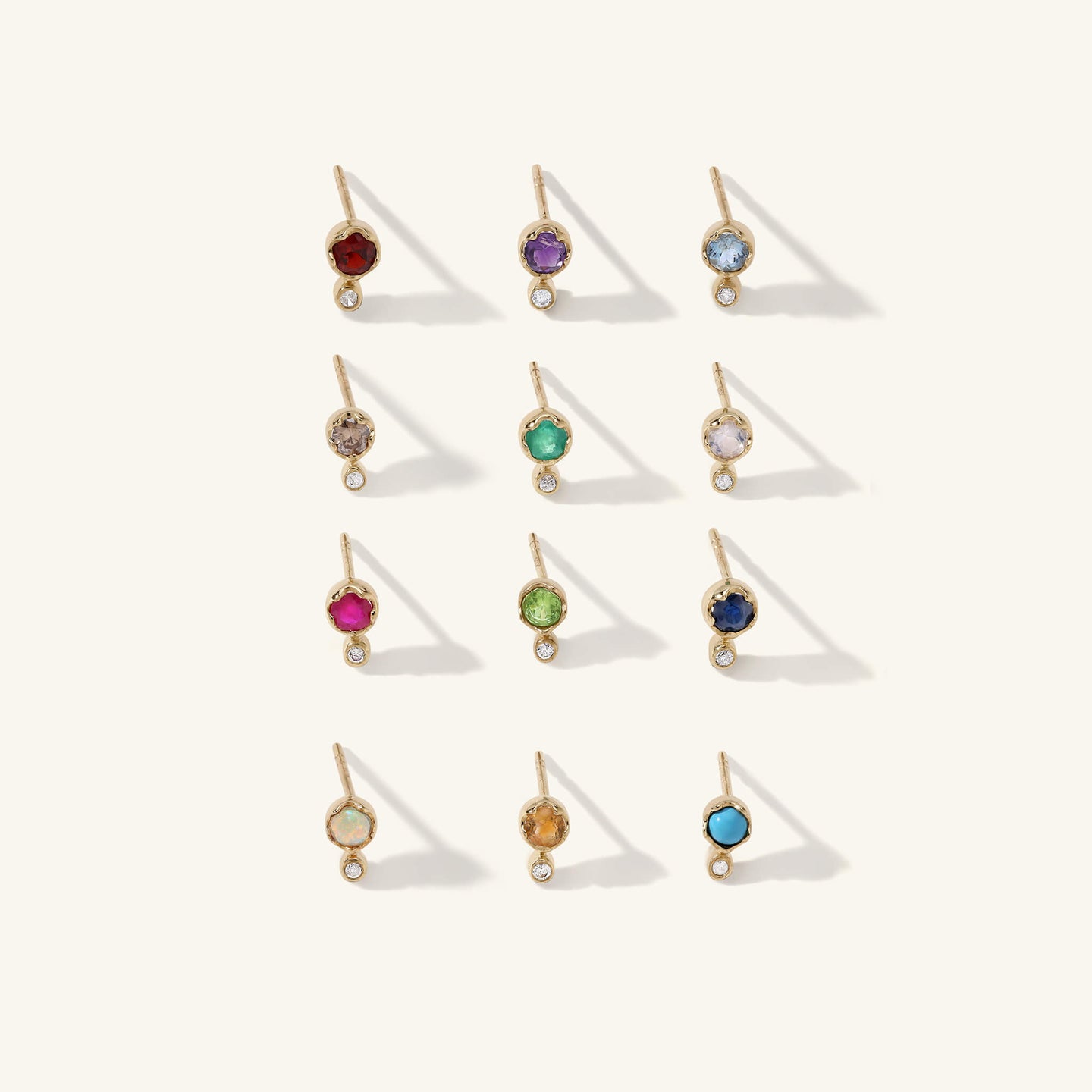 Birthstone Diamond Stud Earrings