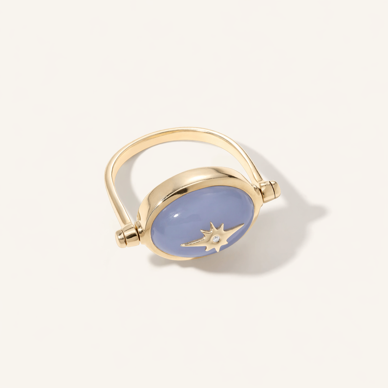 Blue Chalcedony Spinning Star Ring