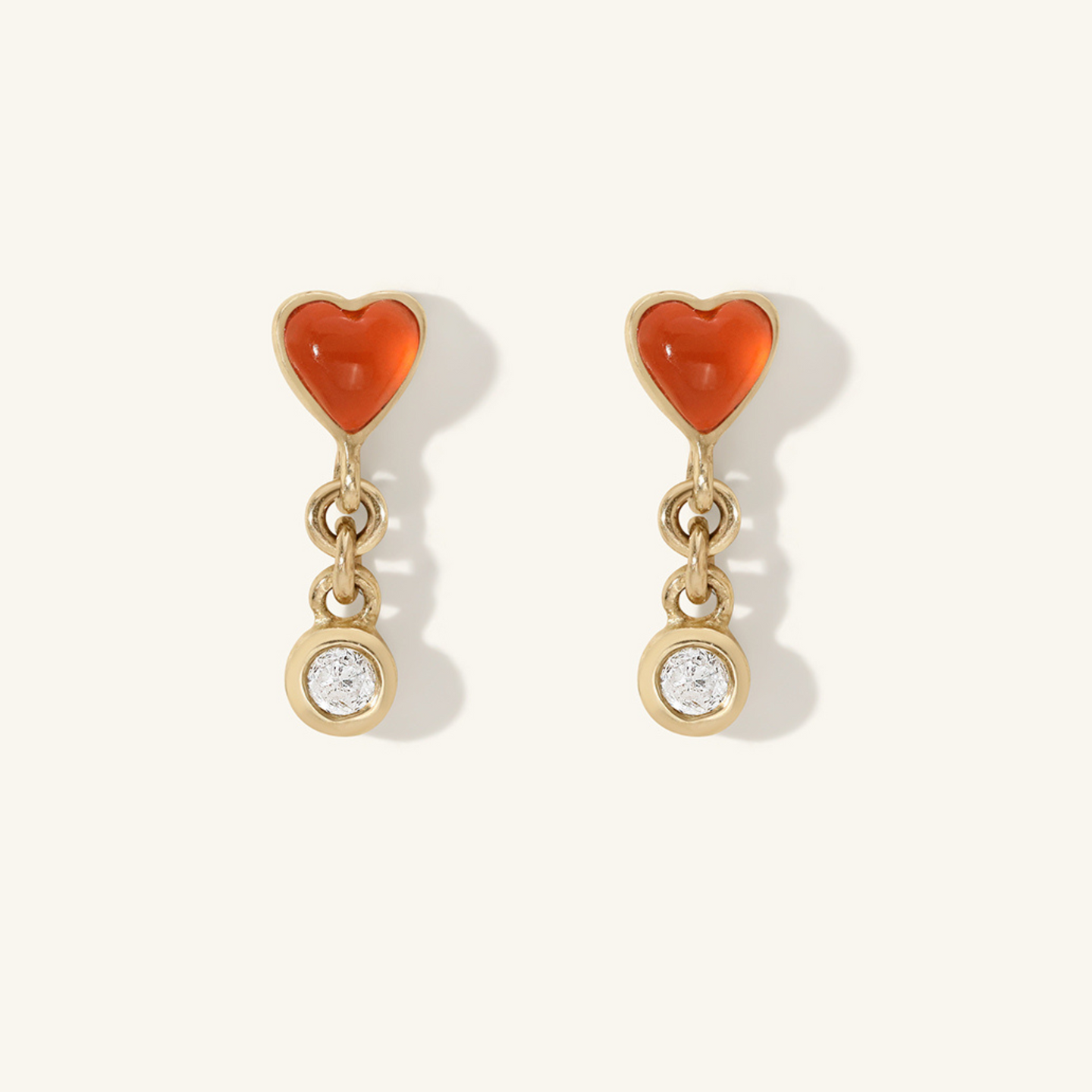 Carnelian Byrdie Heart Diamond Stud Earring