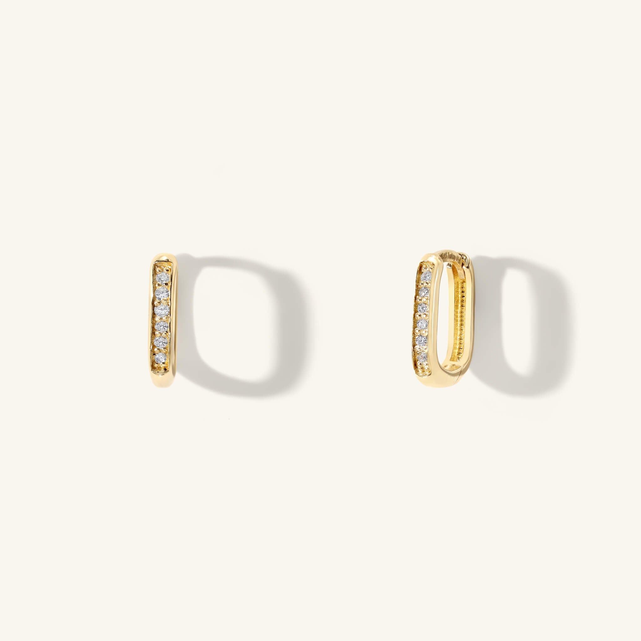 Rounded Rectangular Channel Set Diamond Click Hoops