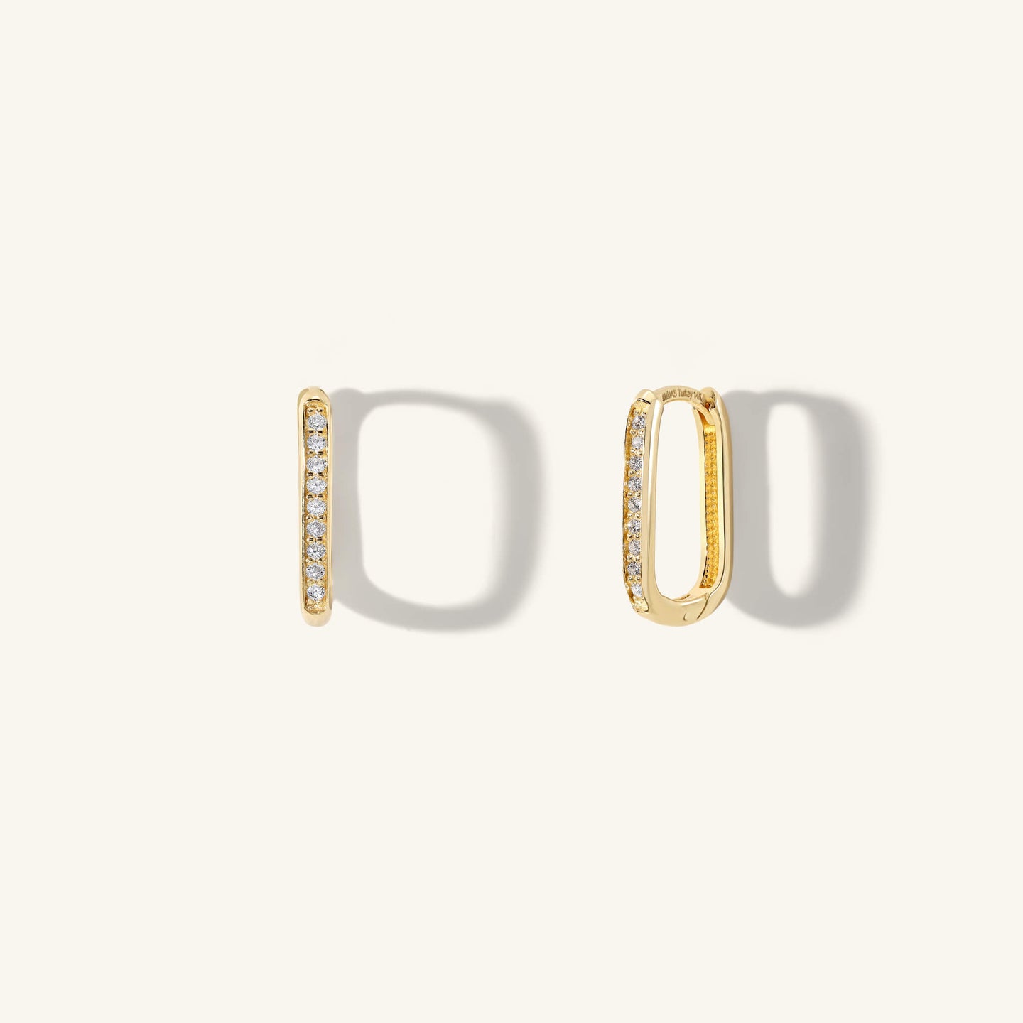 Rounded Rectangular Channel Set Diamond Click Hoops
