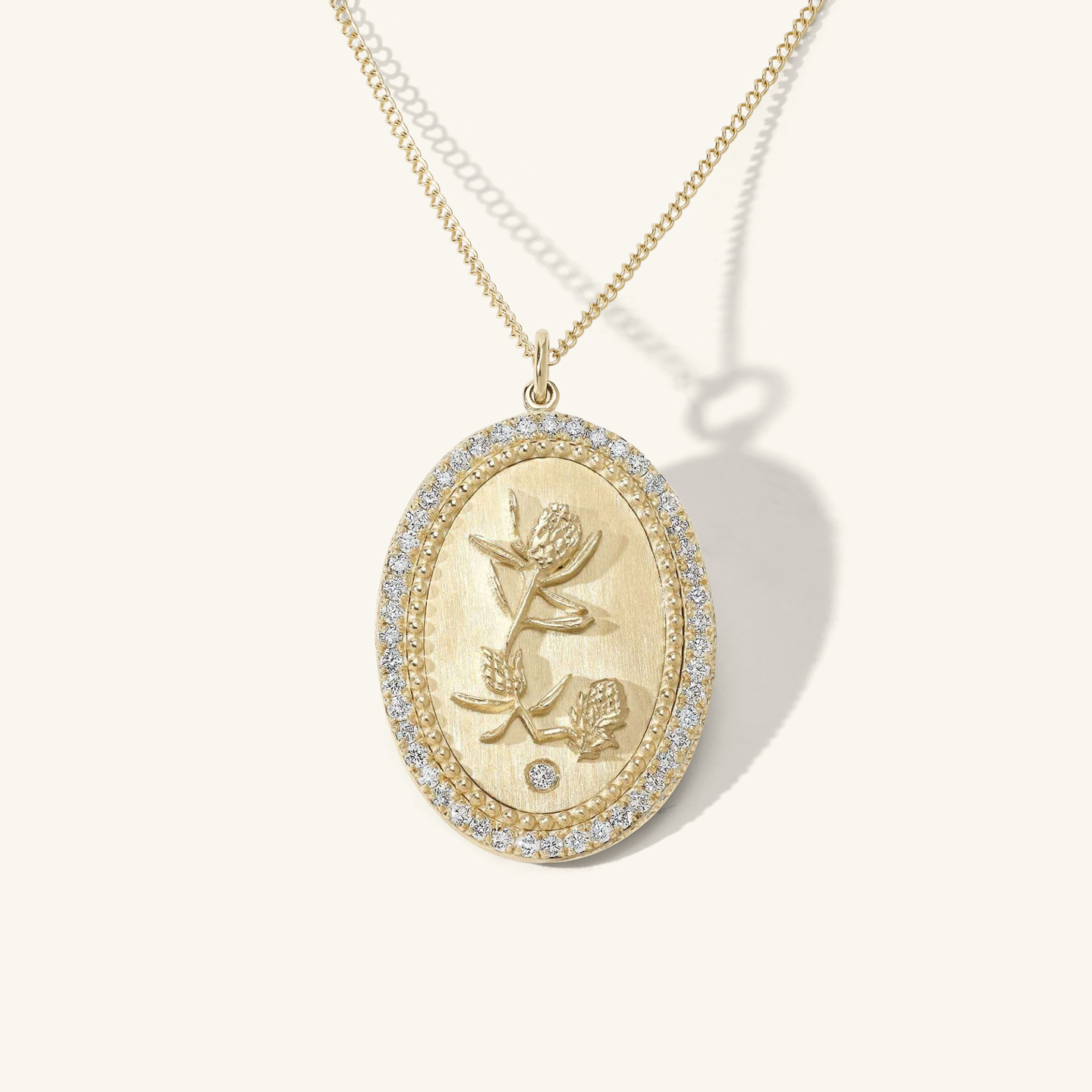 Diamond Halo Protea Token Necklace