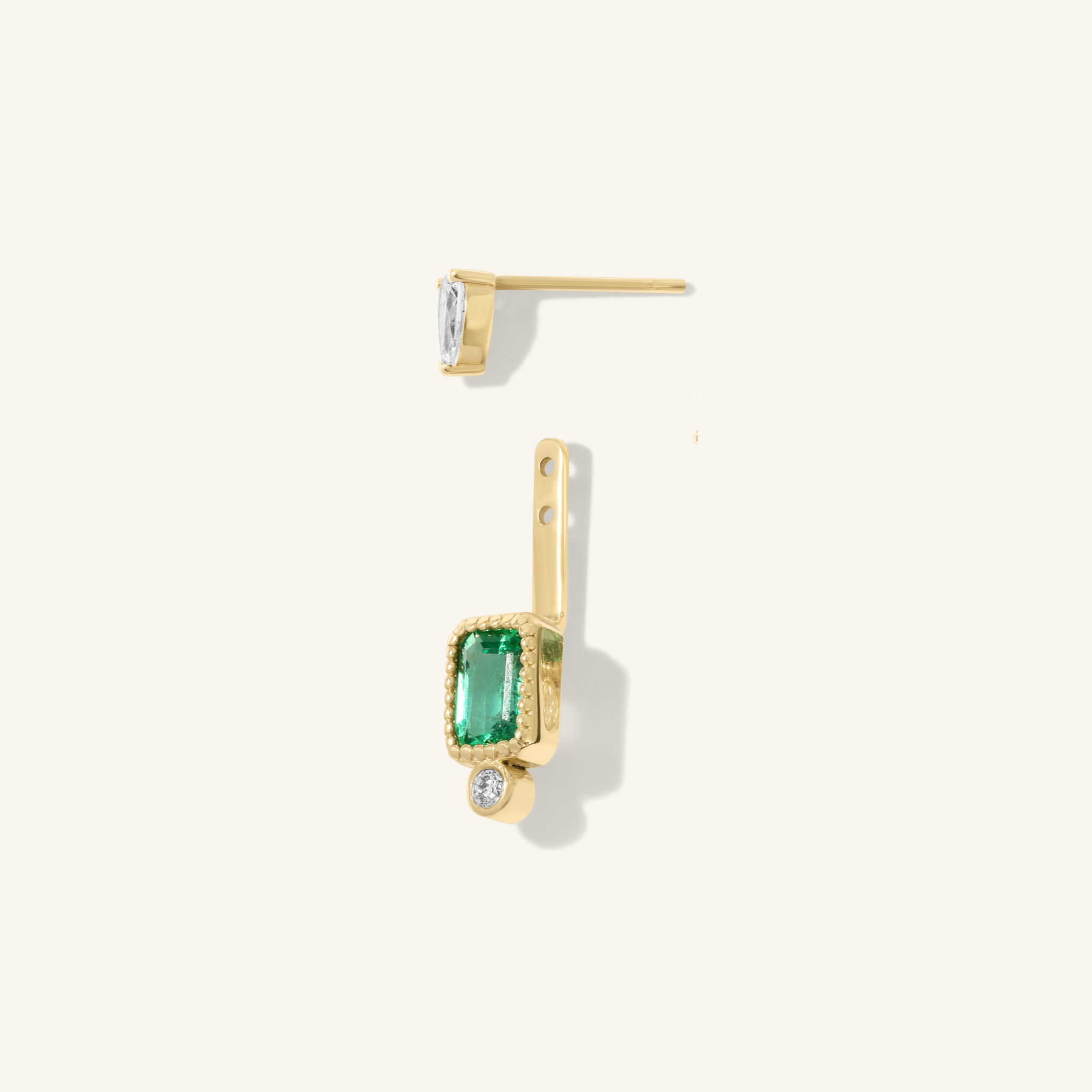 Eva Emerald Cut Station Earring Jacket in Emerald