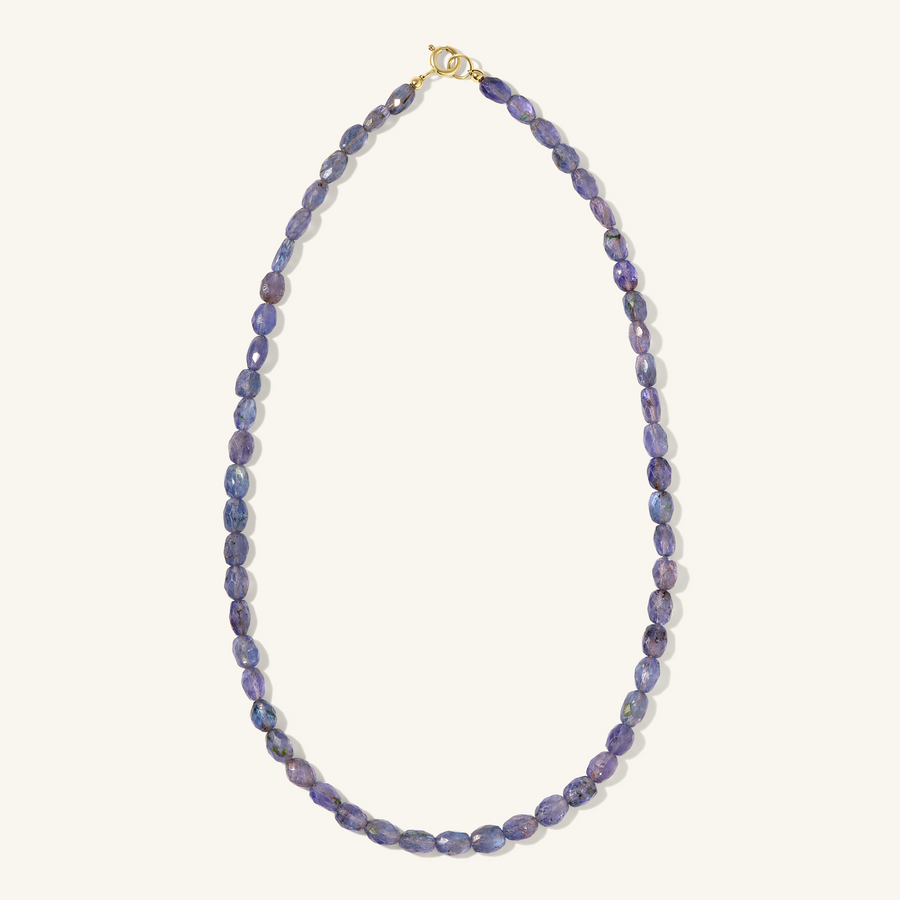 Faceted Oval Tanzanite Beaded Necklace