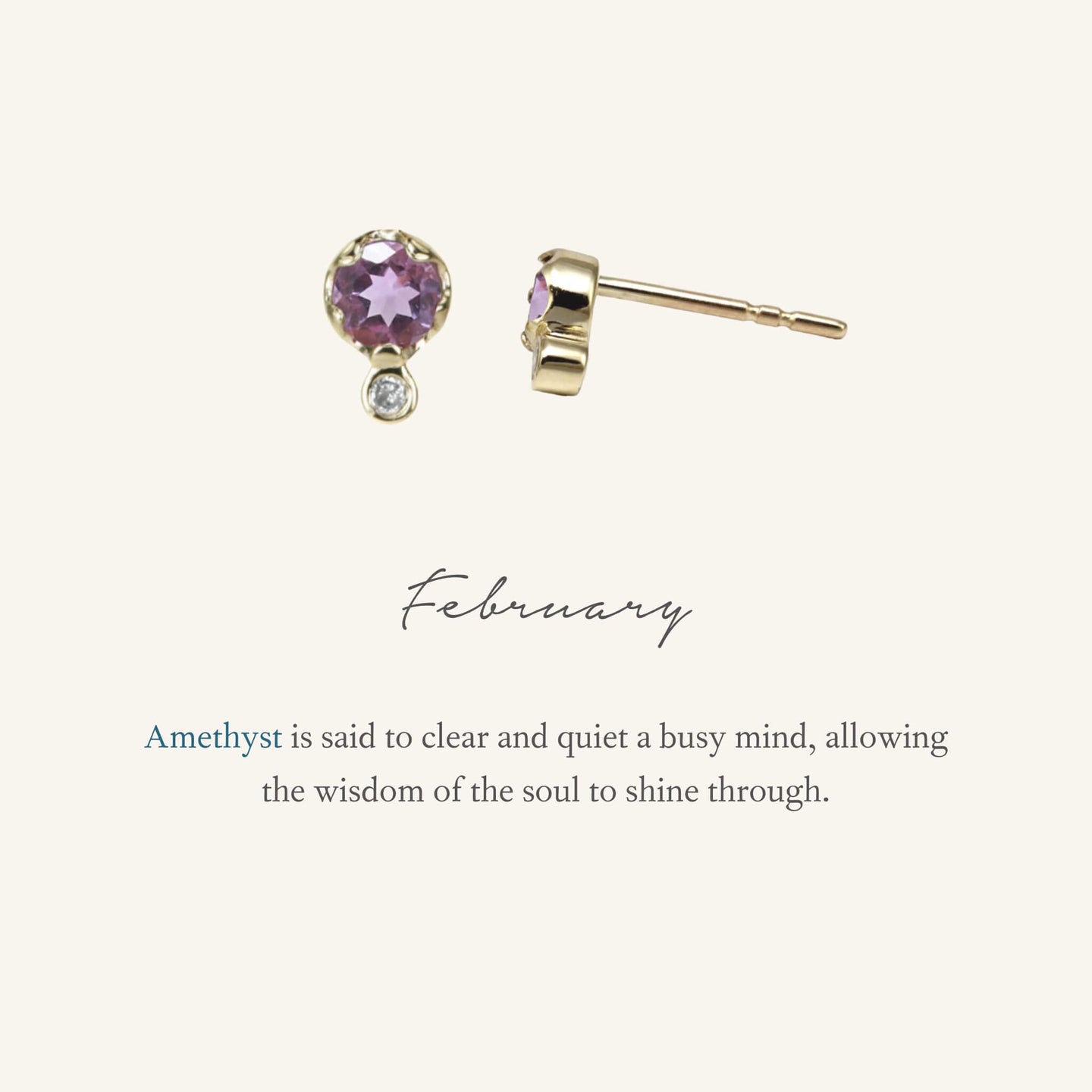 Birthstone Diamond Stud Earrings