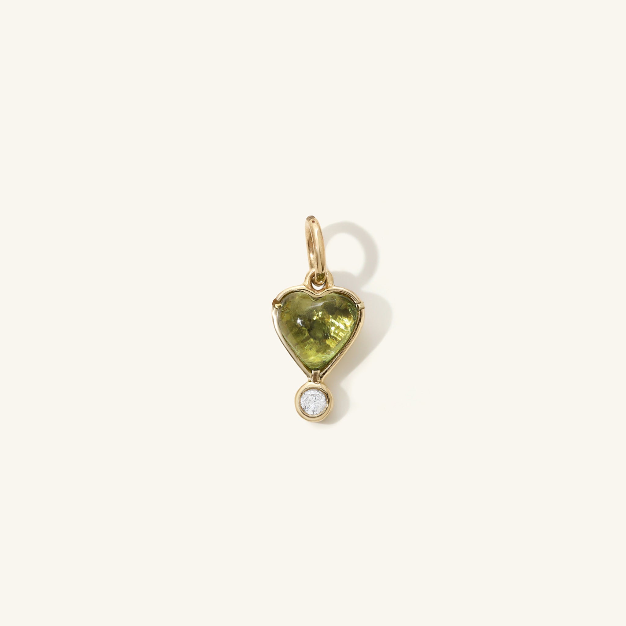 Green Tourmaline Diamond Byrdie Heart Charm