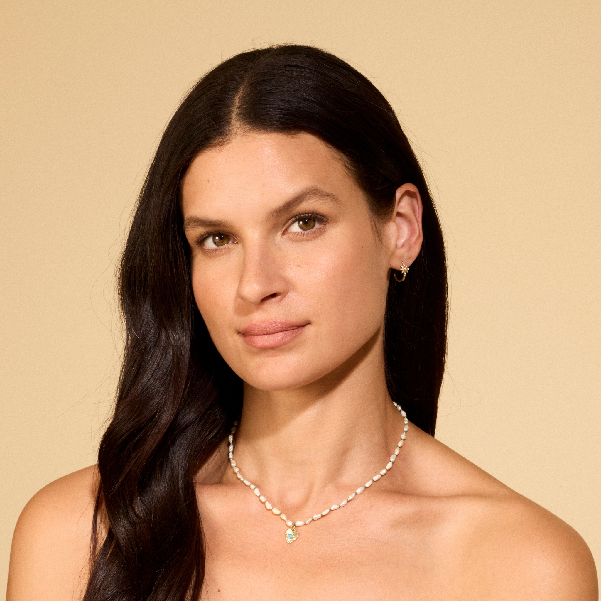 Heshi Pearl Necklace with Turquoise Heart