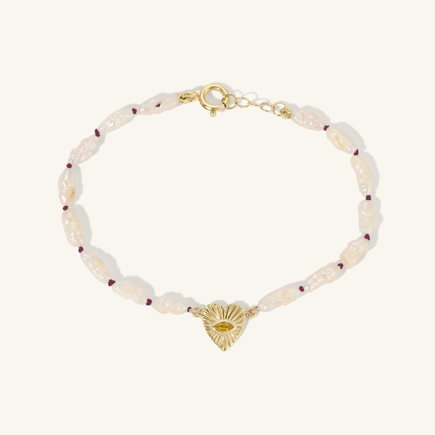 Heshi Pearl Bracelet with Citrine Heart