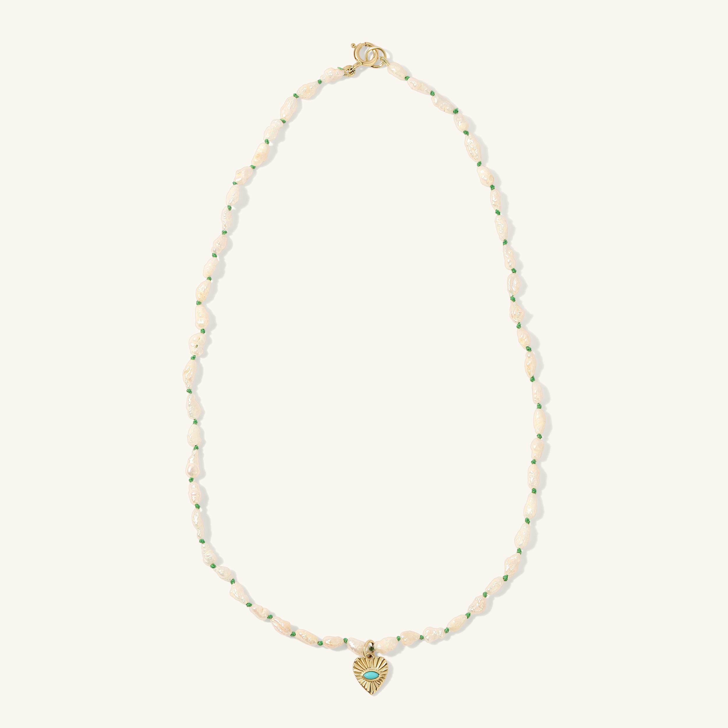 Heshi Pearl Necklace with Turquoise Heart