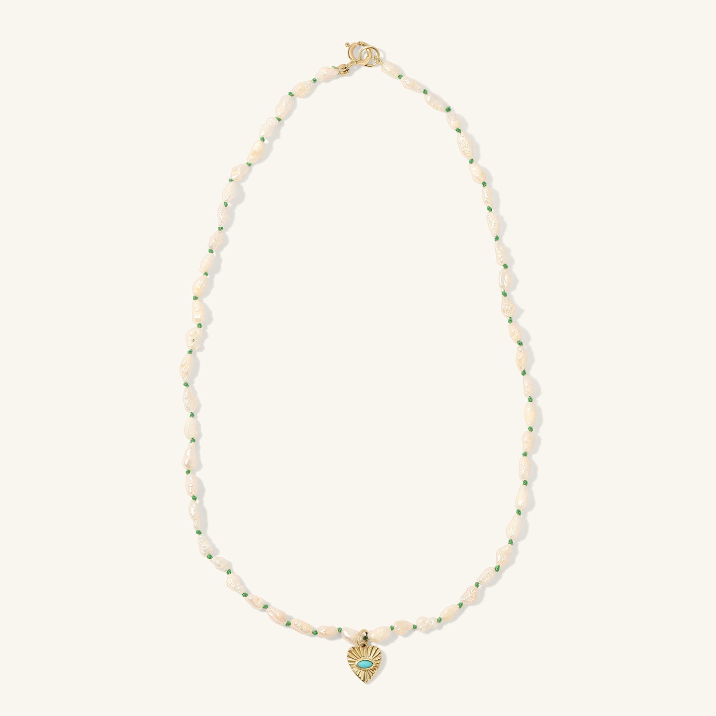 Heshi Pearl Necklace with Turquoise Heart