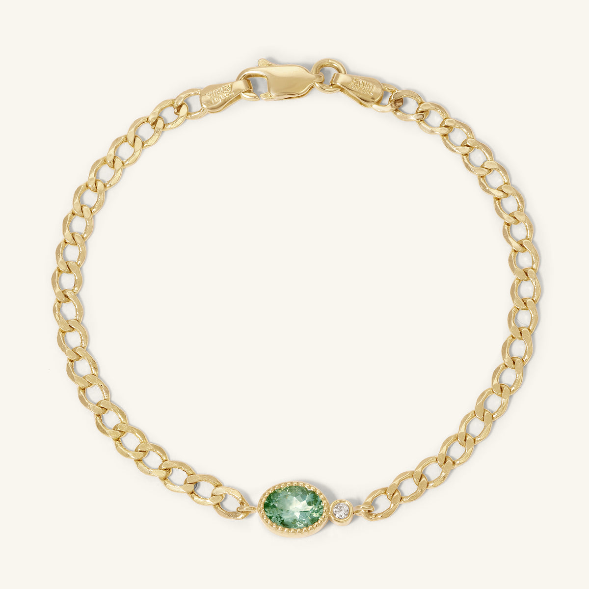One of a Kind Green Tourmaline Station Bracelet on Charlie Chain