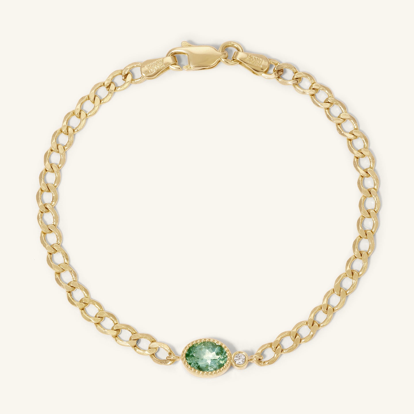 One of a Kind Green Tourmaline Station Bracelet on Charlie Chain