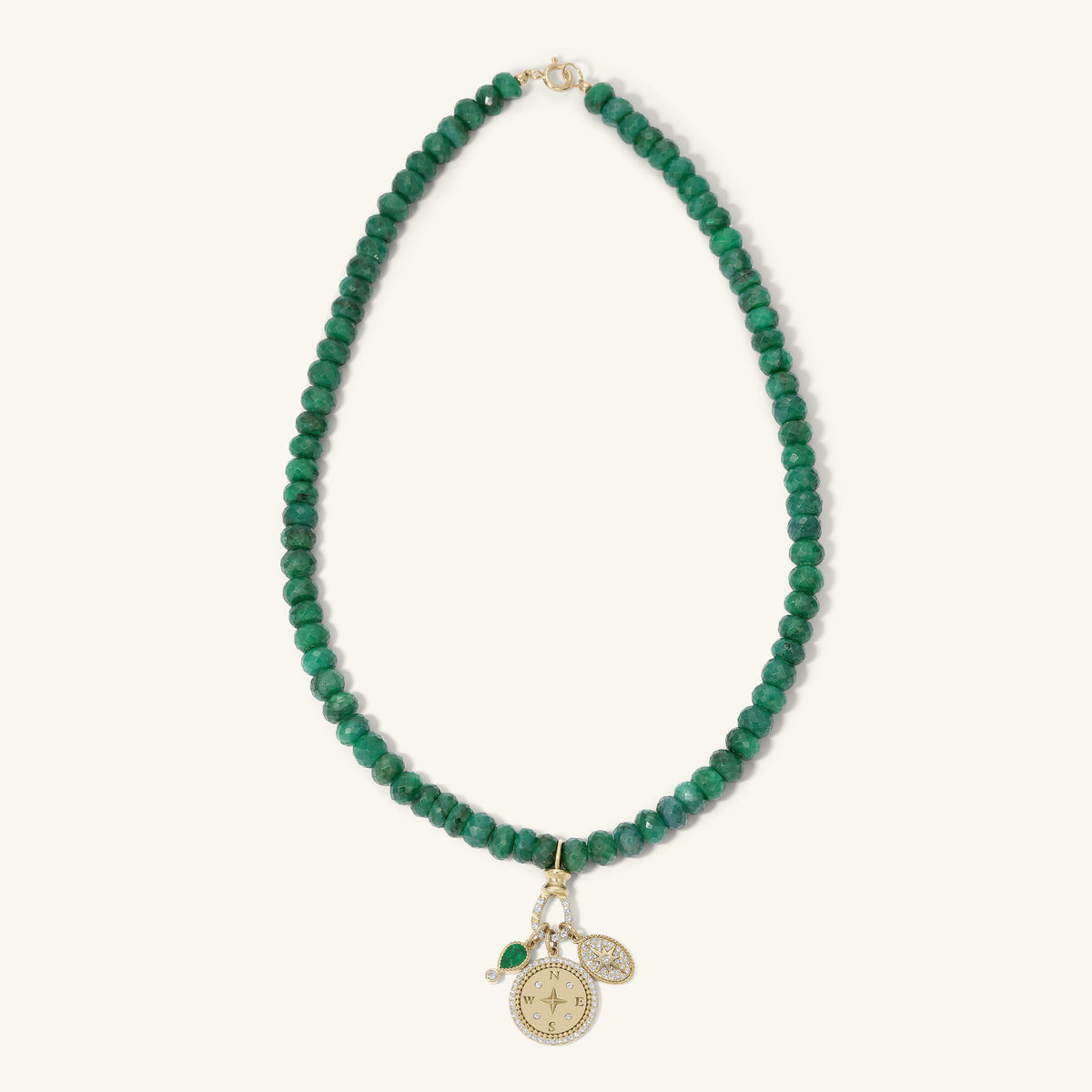 Emerald Strand with Pavé Diamond Swivel