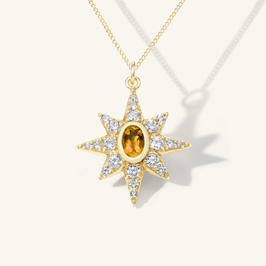 Large Pavé Citrine Starburst Pendant