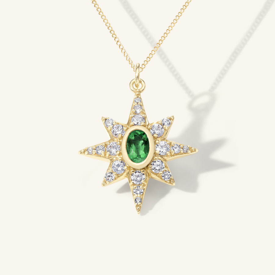 Large Pavé Emerald Starburst Pendant