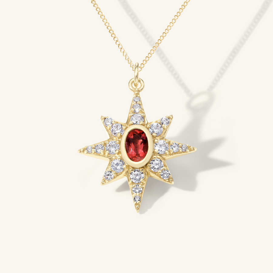 Large Pavé Ruby Starburst Pendant