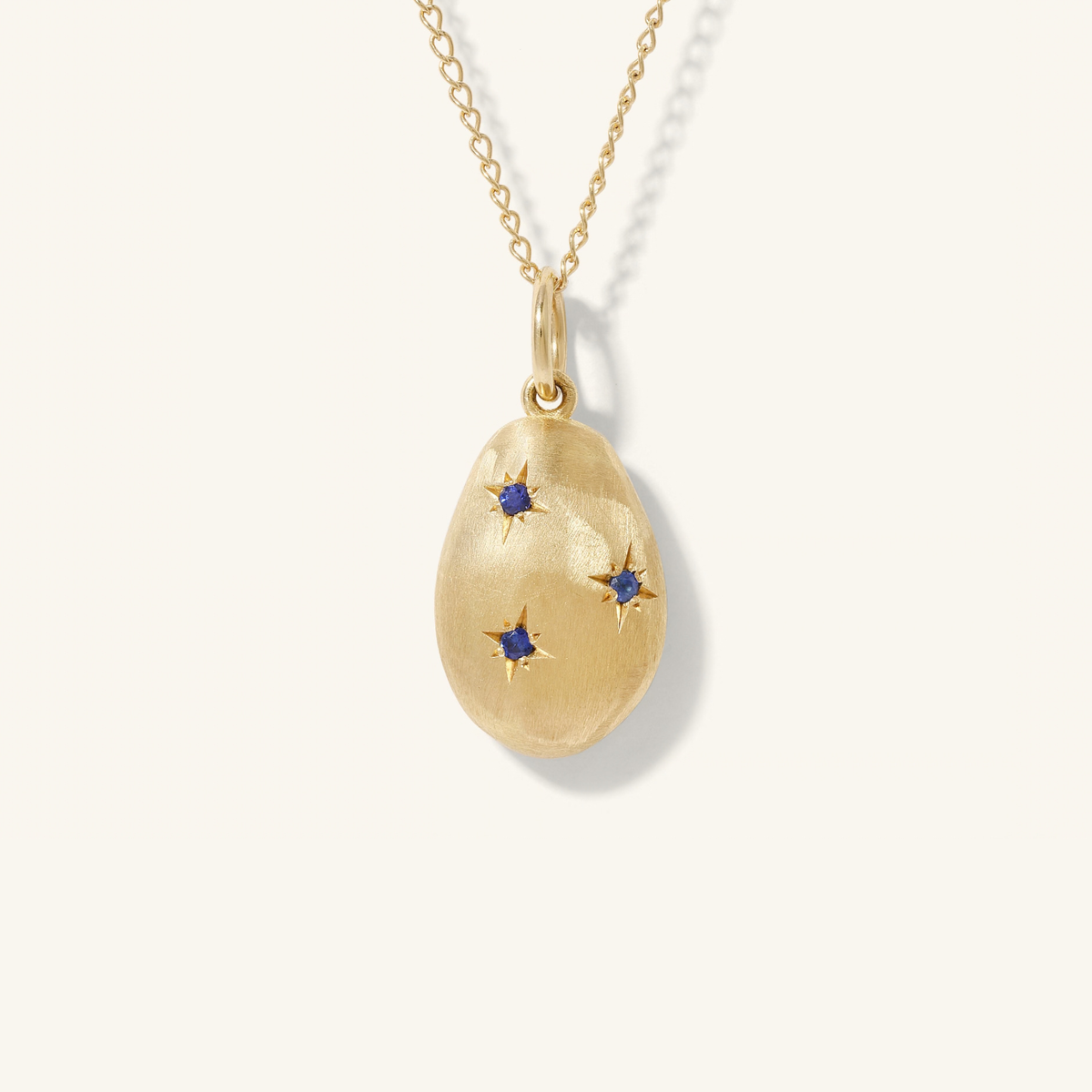 Sapphire Carob Bean Satin Finish Pendant