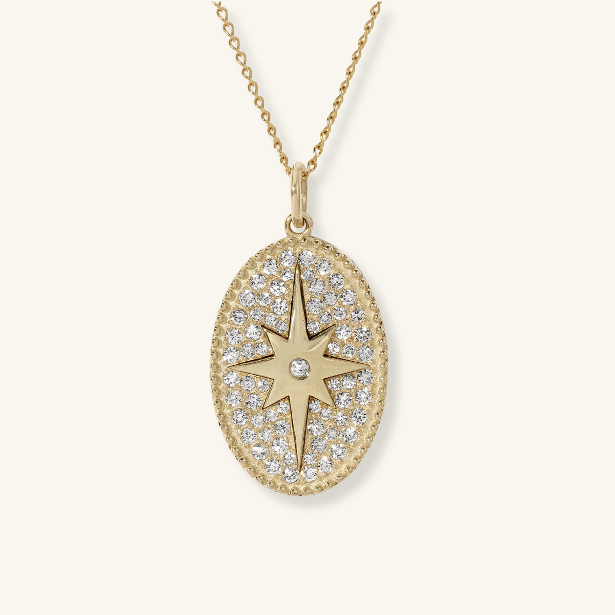 Medium Scattered Pavé Diamond Star Token Necklace