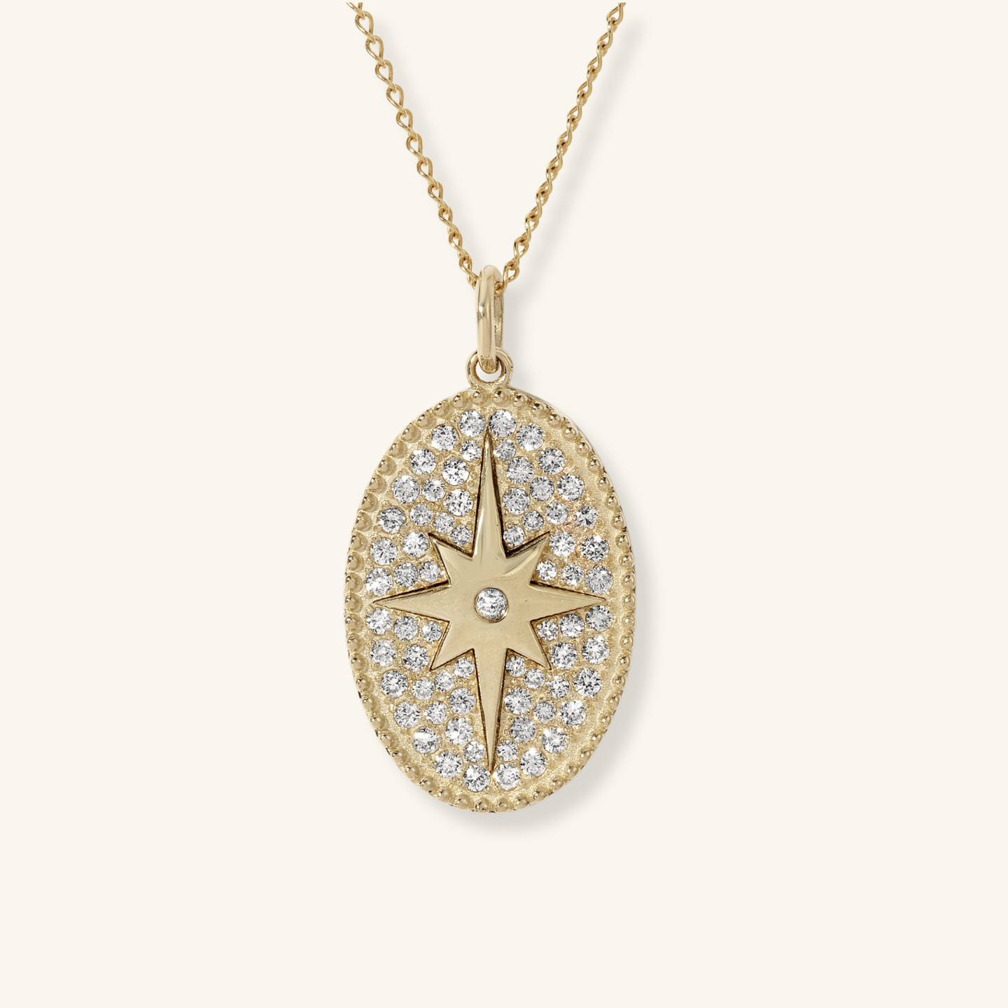 Medium Scattered Pavé Diamond Star Token Necklace