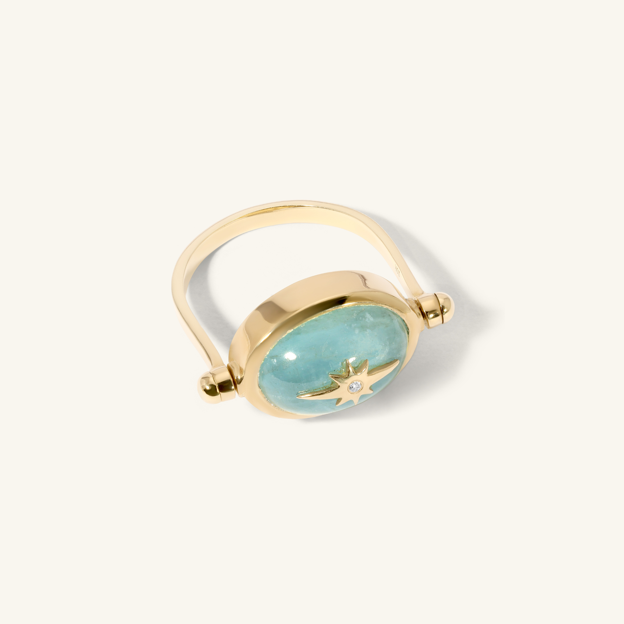 Milky Aquamarine Spinning Star Ring | Zahava