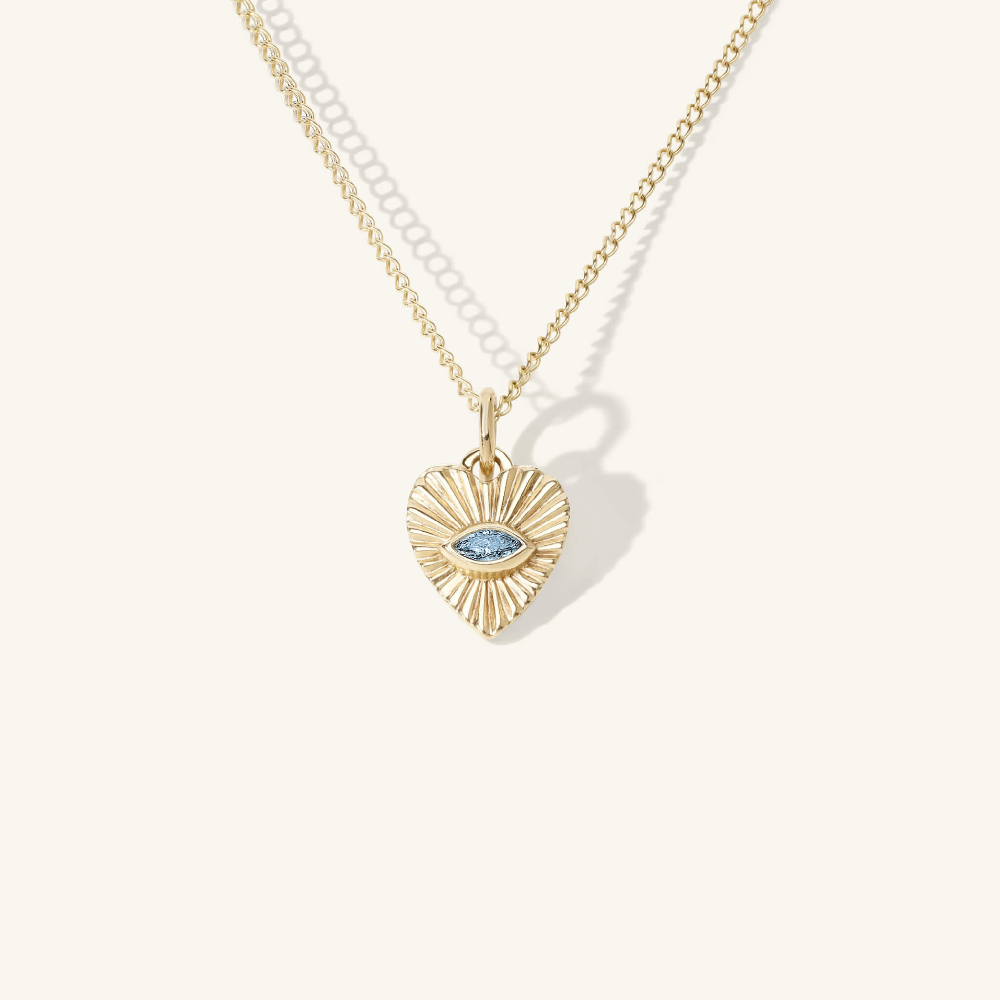 Mini Aquamarine Sunbeam Heart Charm