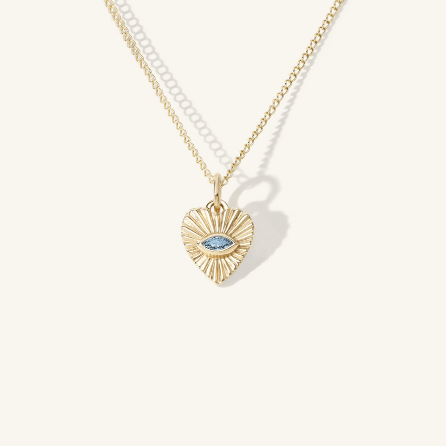 Mini Aquamarine Sunbeam Heart Charm