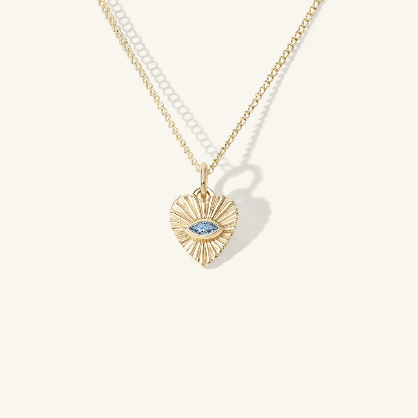 Mini Aquamarine Sunbeam Heart Charm