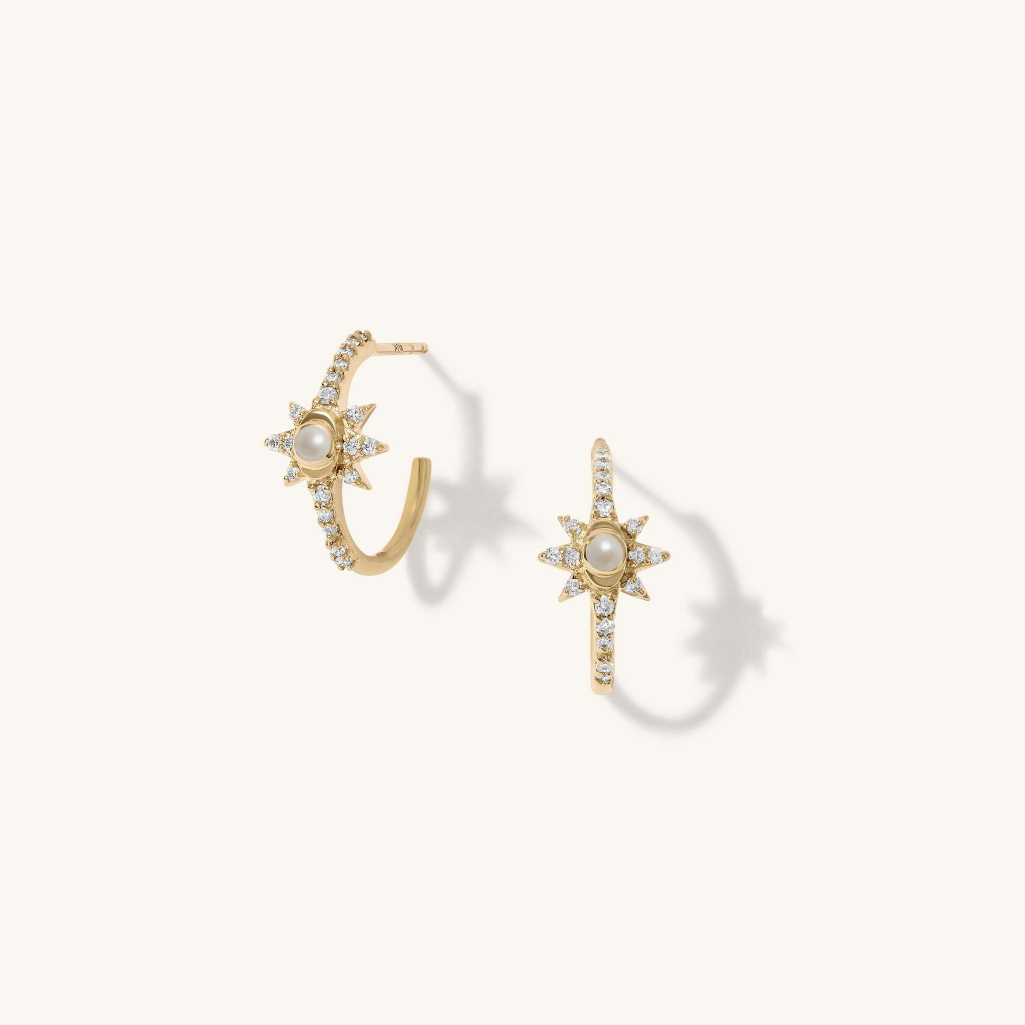 Mini Pearl Starburst Hoop Earrings
