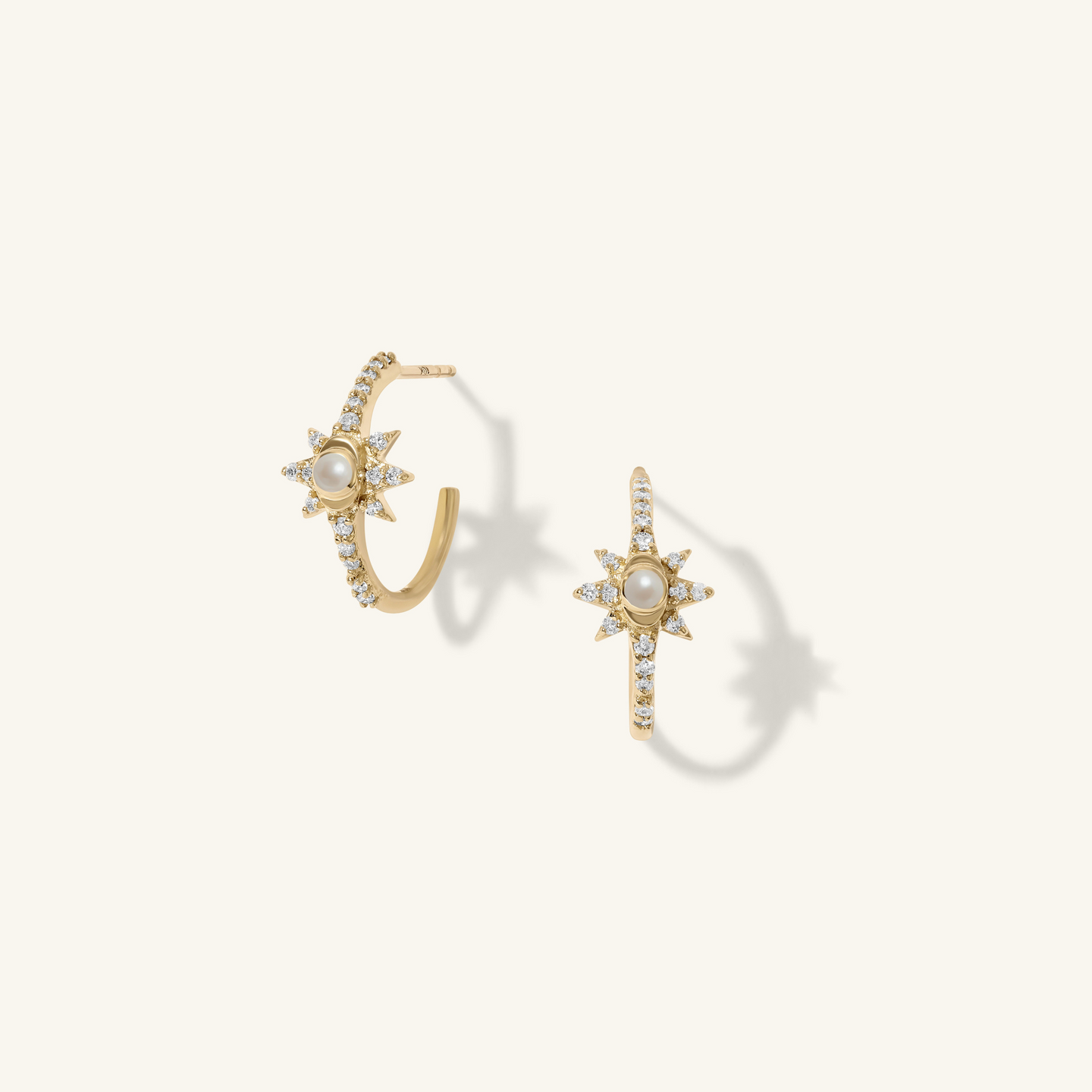 Mini Pearl Starburst Hoop Earrings