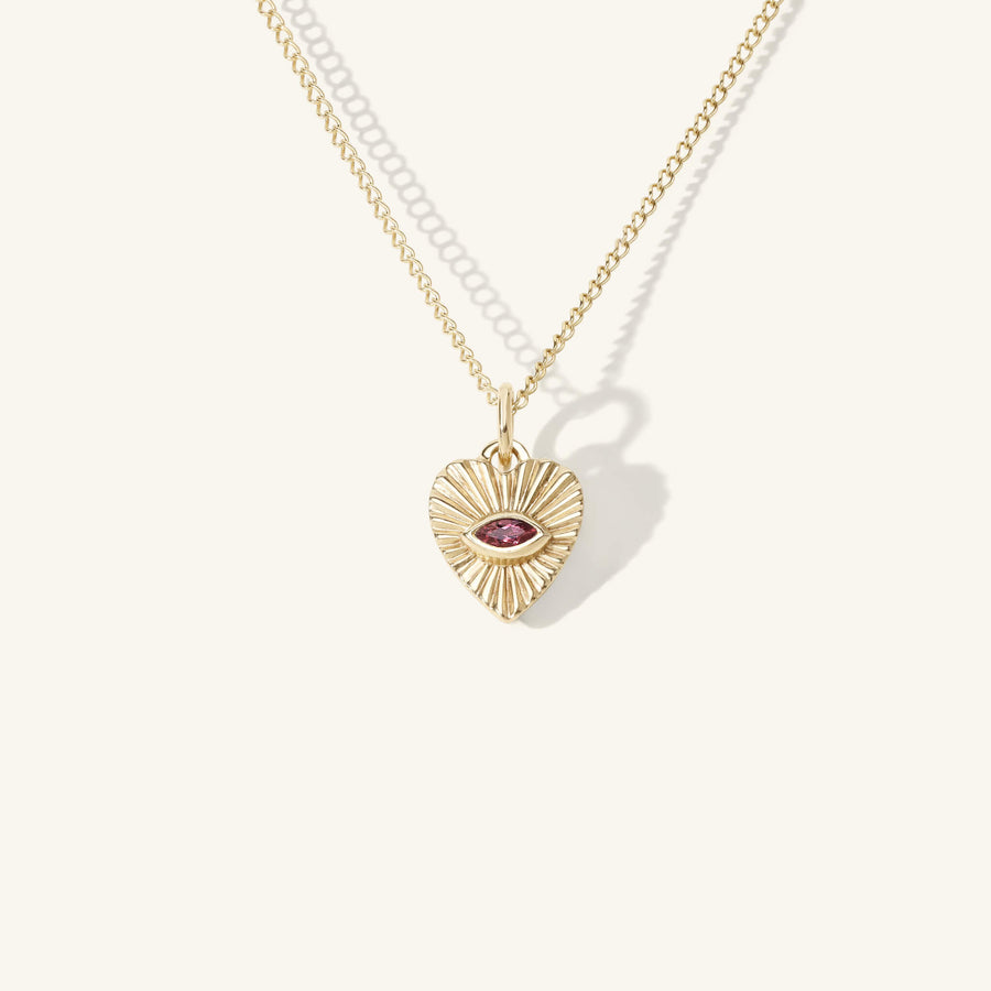 Mini Pink Tourmaline Sunbeam Heart Charm