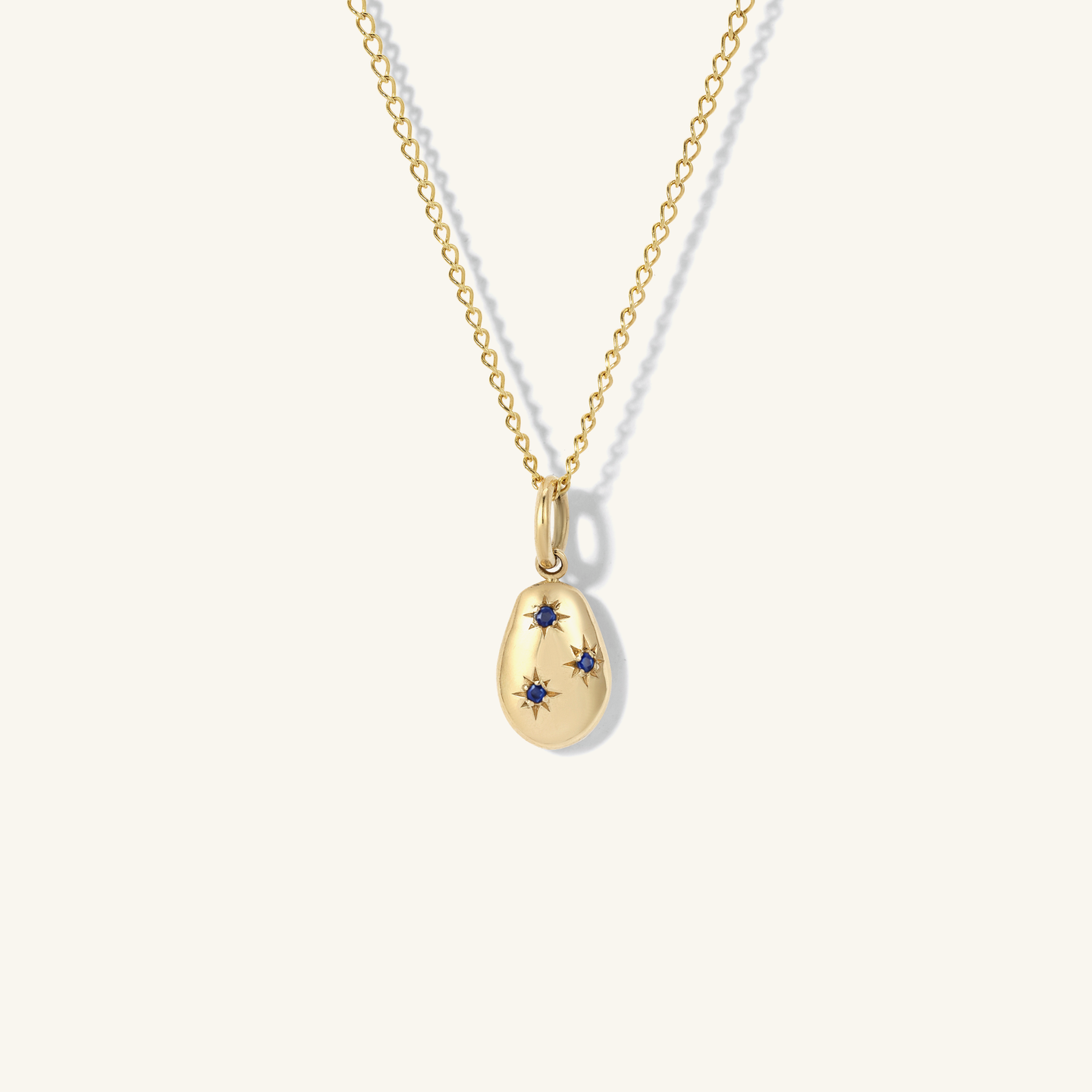 Mini Sapphire Carob Bean High Polish Pendant