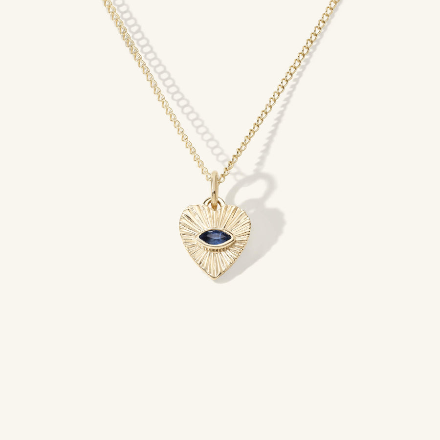 Mini Sapphire Sunbeam Heart Charm